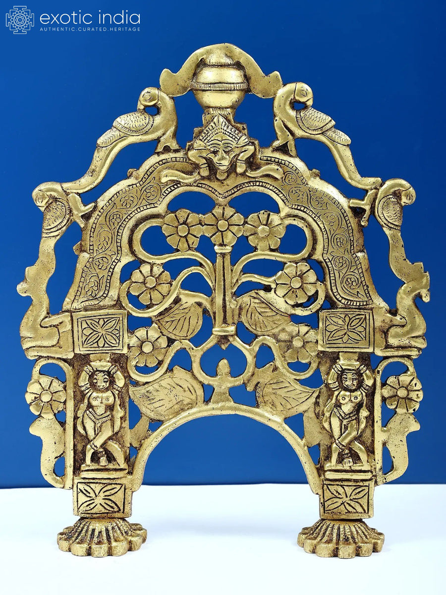 12" Handmade Brass Prabhavali with Floral Design Statue