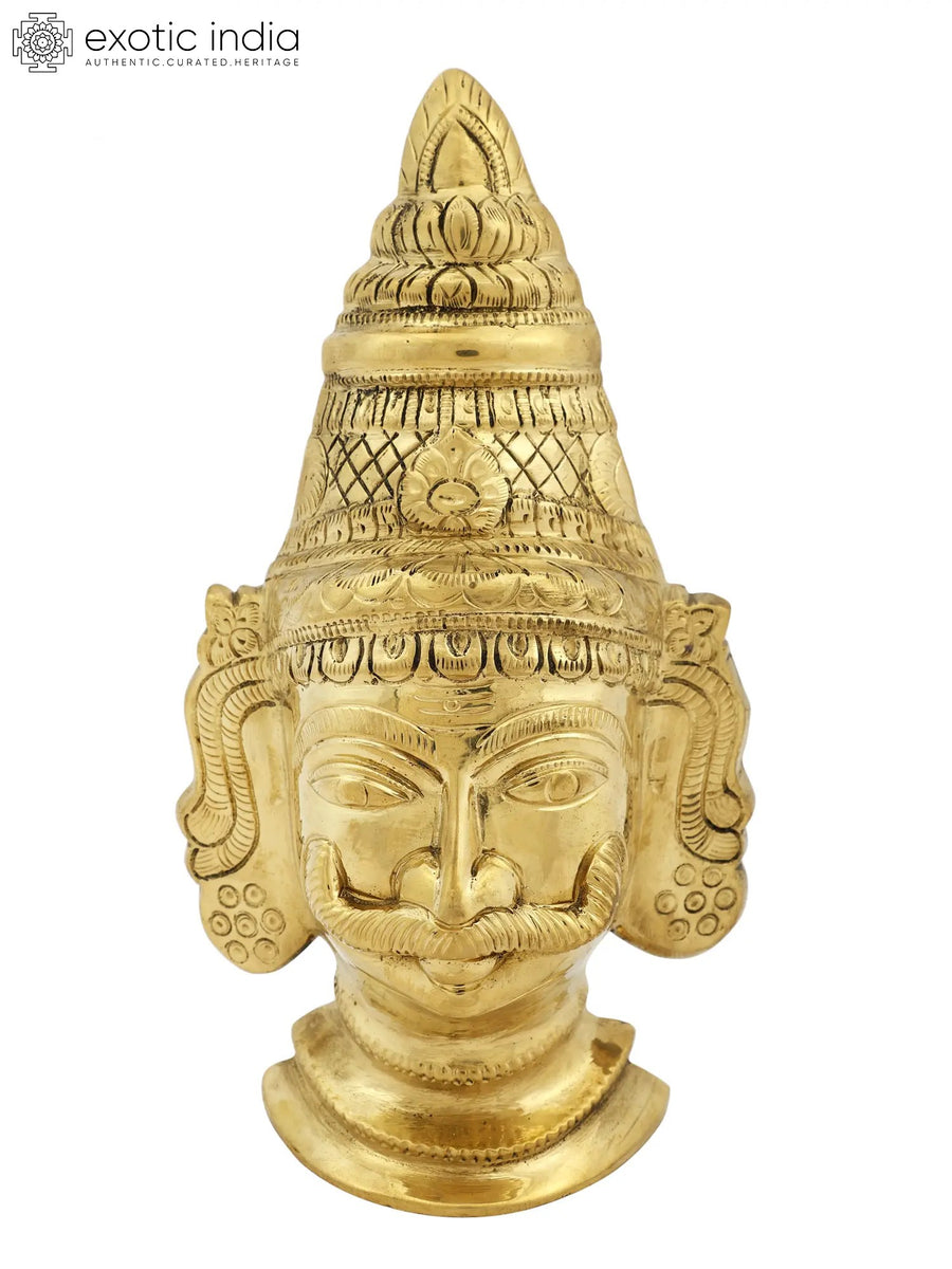 11" Brass Ganesha Face Mask Wall Hanging