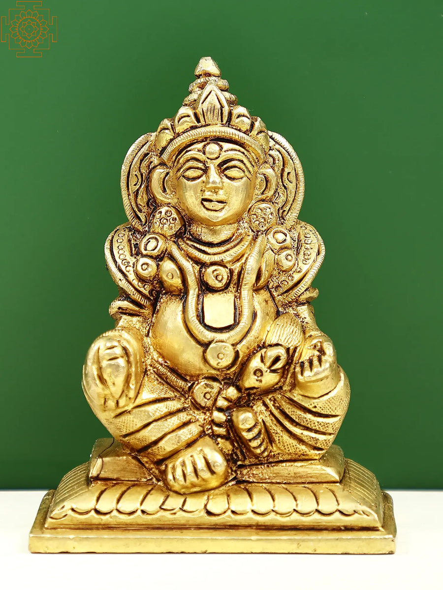 3" Small Buddhist Kubera Handmade Brass Idol