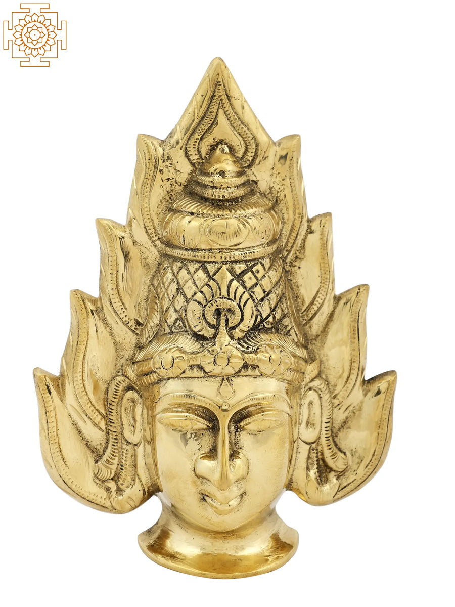 8" Brass Amman Face Mask Statue