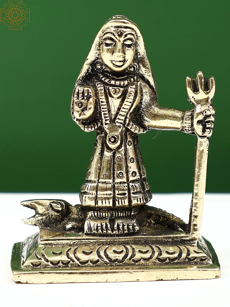 Small Brass Khodiyar Mata Goddess Statue for Pooja