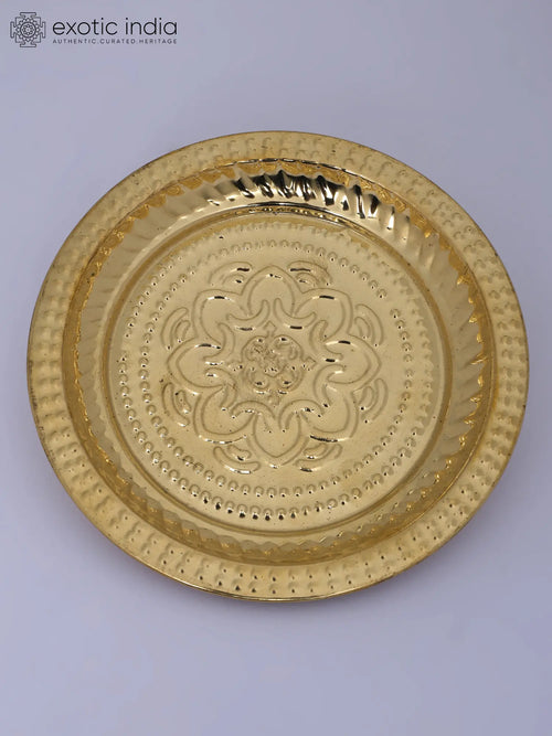 6" Handmade Brass Floral Design Decorative Plate