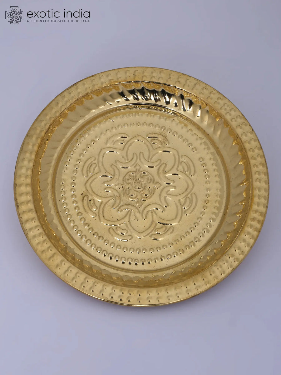 6" Handmade Brass Floral Design Decorative Plate