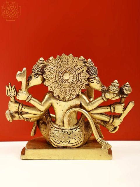 5" Brass Panchamukhi Hanuman Statue in Sitting Mudra | Handmade