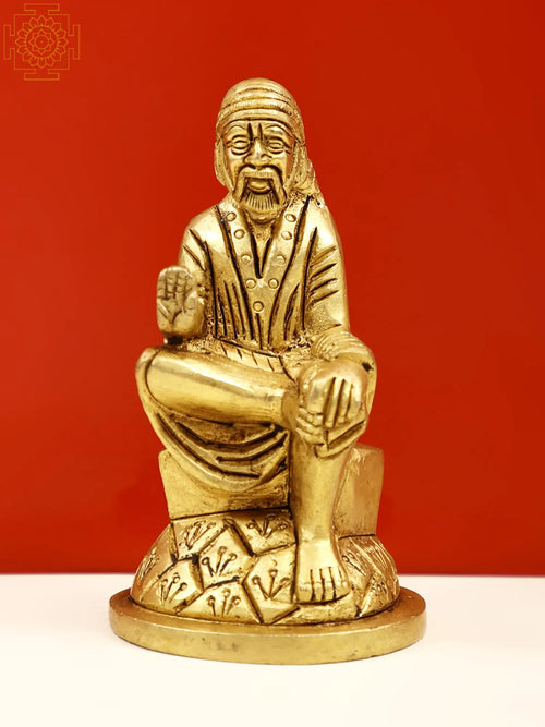 3" Small Brass Shirdi Sai Baba Handmade Statue