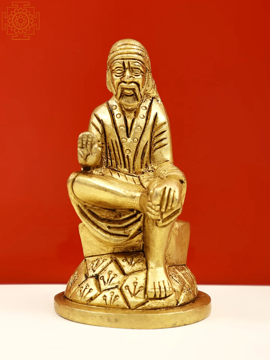 3" Small Brass Shirdi Sai Baba Handmade Statue