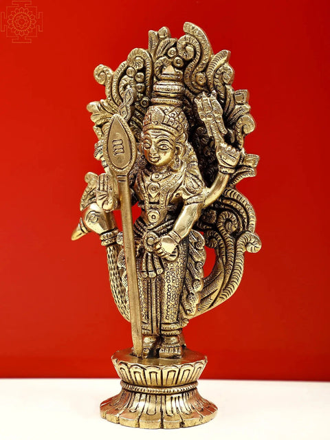 6" Brass Karttikeya - The Warrior Son of Shiva | Handmade