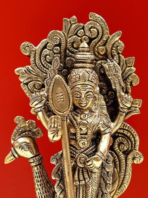 6" Brass Karttikeya - The Warrior Son of Shiva | Handmade
