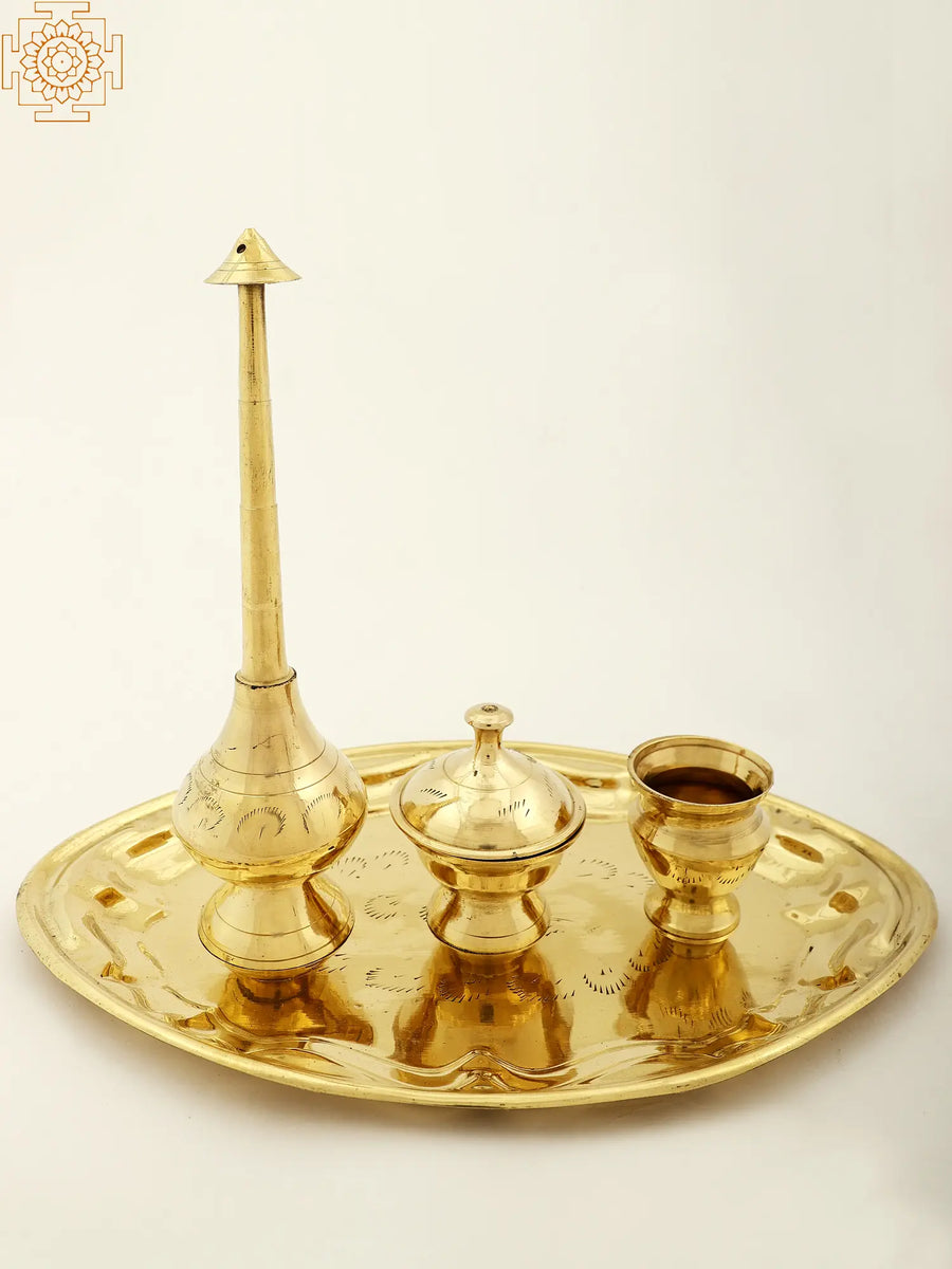 Brass Vengalam Pannir Rose Water Sprinkler Set for Pooja