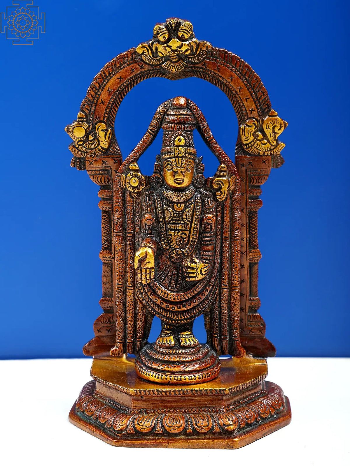 8" Brass Venkateshvara as Balaji at Tirupati | Handmade