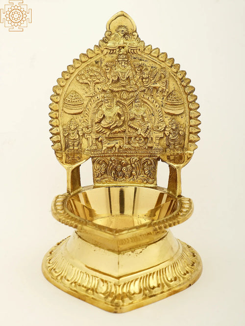 7" Brass Kubera Lakshmi Vilakku Diya Statue for Pooja