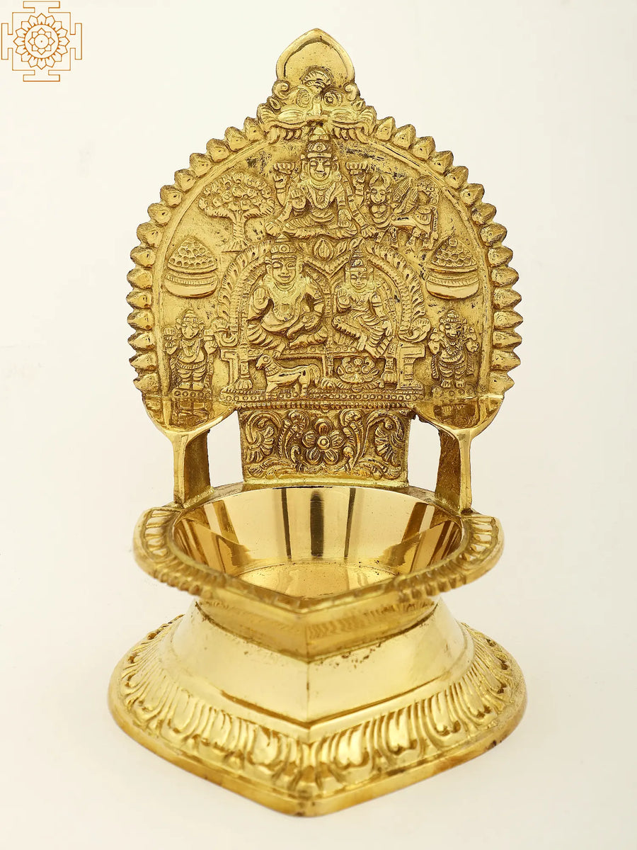 7" Brass Kubera Lakshmi Vilakku Diya Statue for Pooja