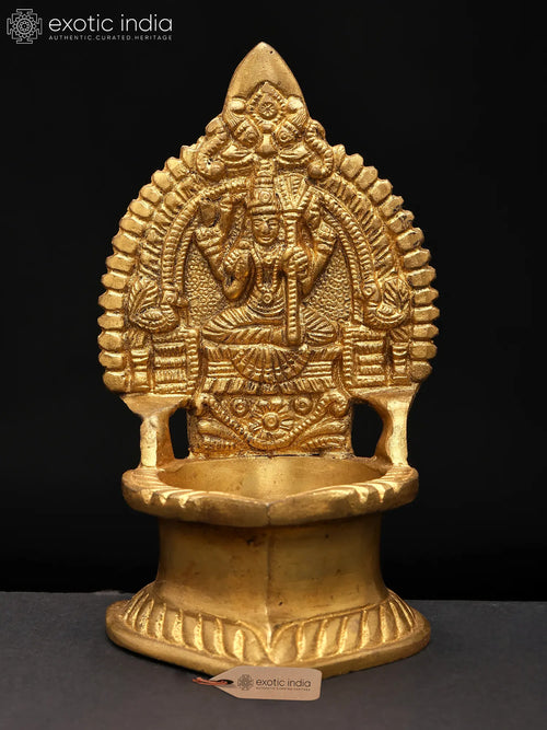 Brass Goddess Rajarajeshwari Vilakku Diya for Pooja