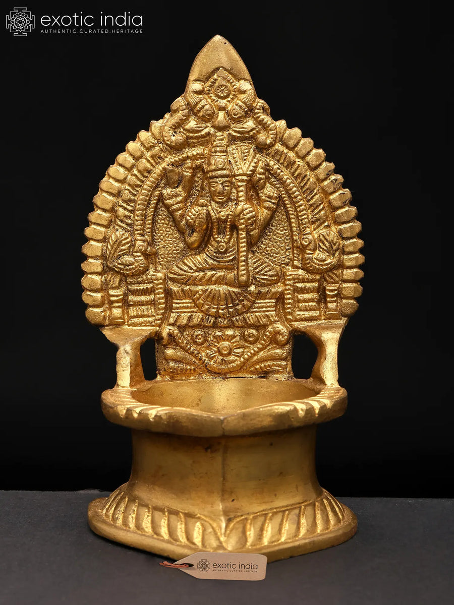Brass Goddess Rajarajeshwari Vilakku Diya for Pooja