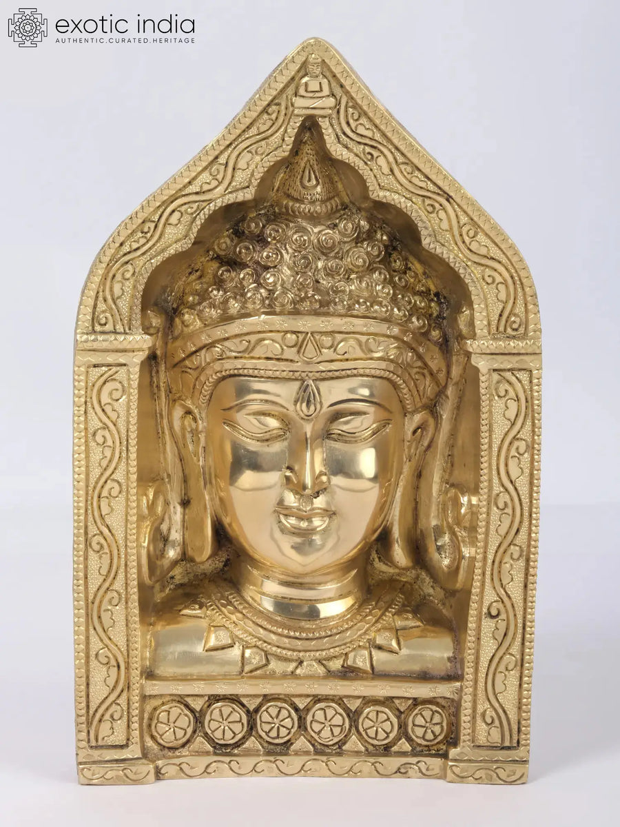 9" Brass Buddha Face Wall Hanging Sculpture