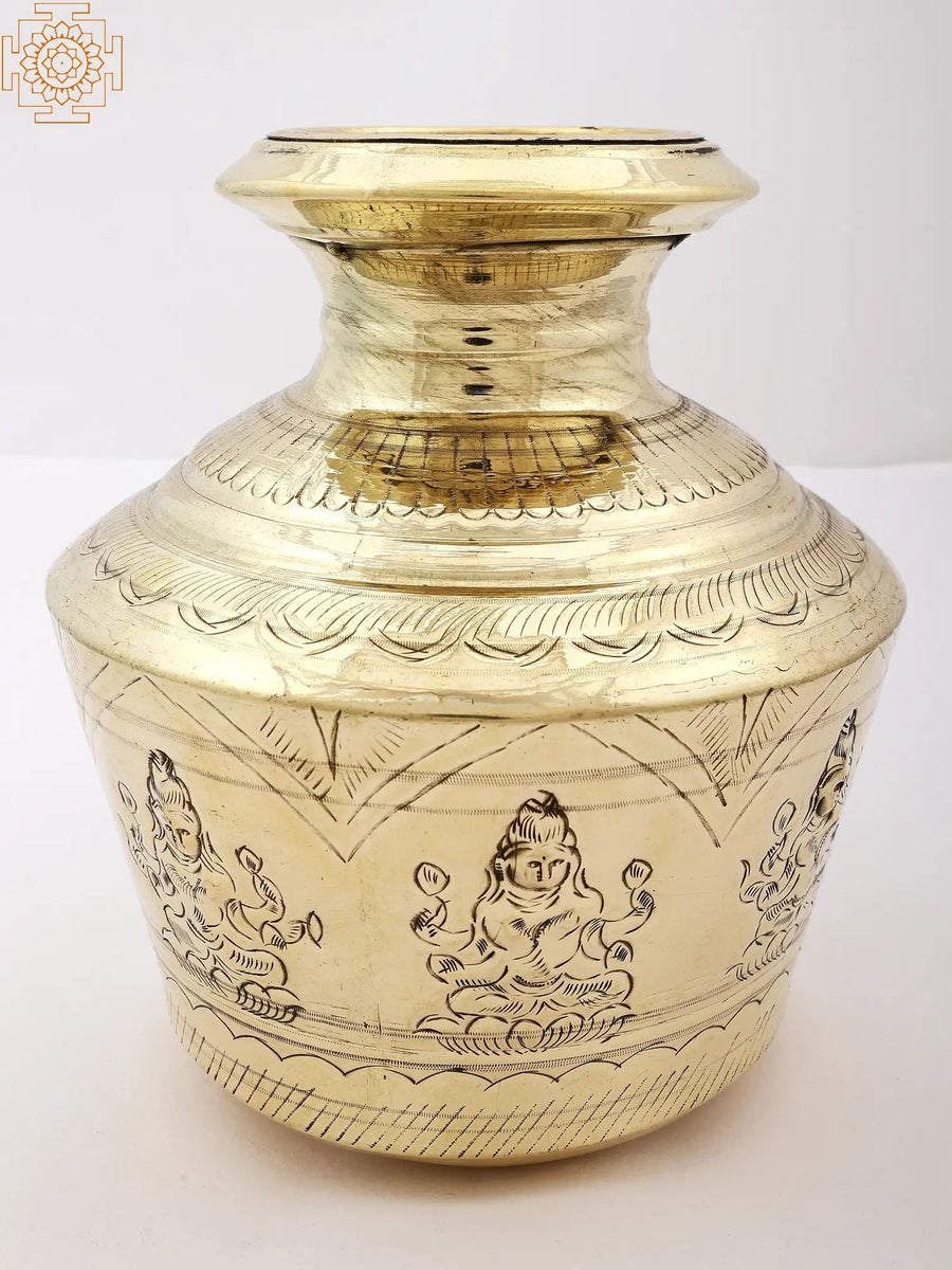 9" Brass Ashtalakshmi Kalasha Handmade Puja Statue