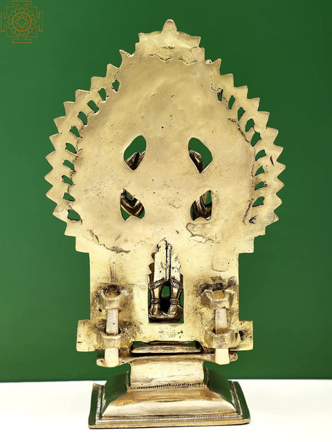 11" Four Armed Standing Ganesha with Kirtimukha Prabhavali | Handmade