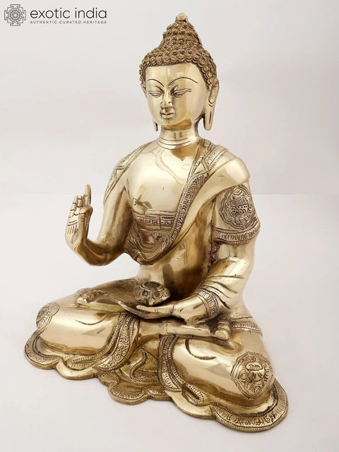 13" Brass Buddha in The Vitarka Mudra