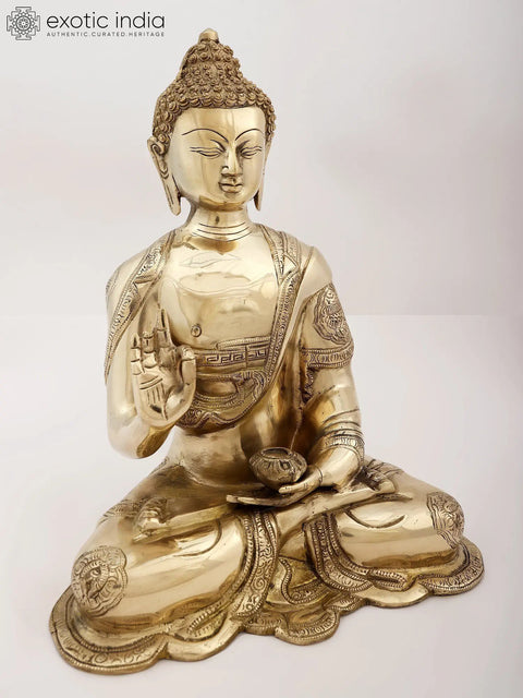 13" Brass Buddha in The Vitarka Mudra