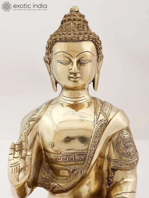 13" Brass Buddha in The Vitarka Mudra