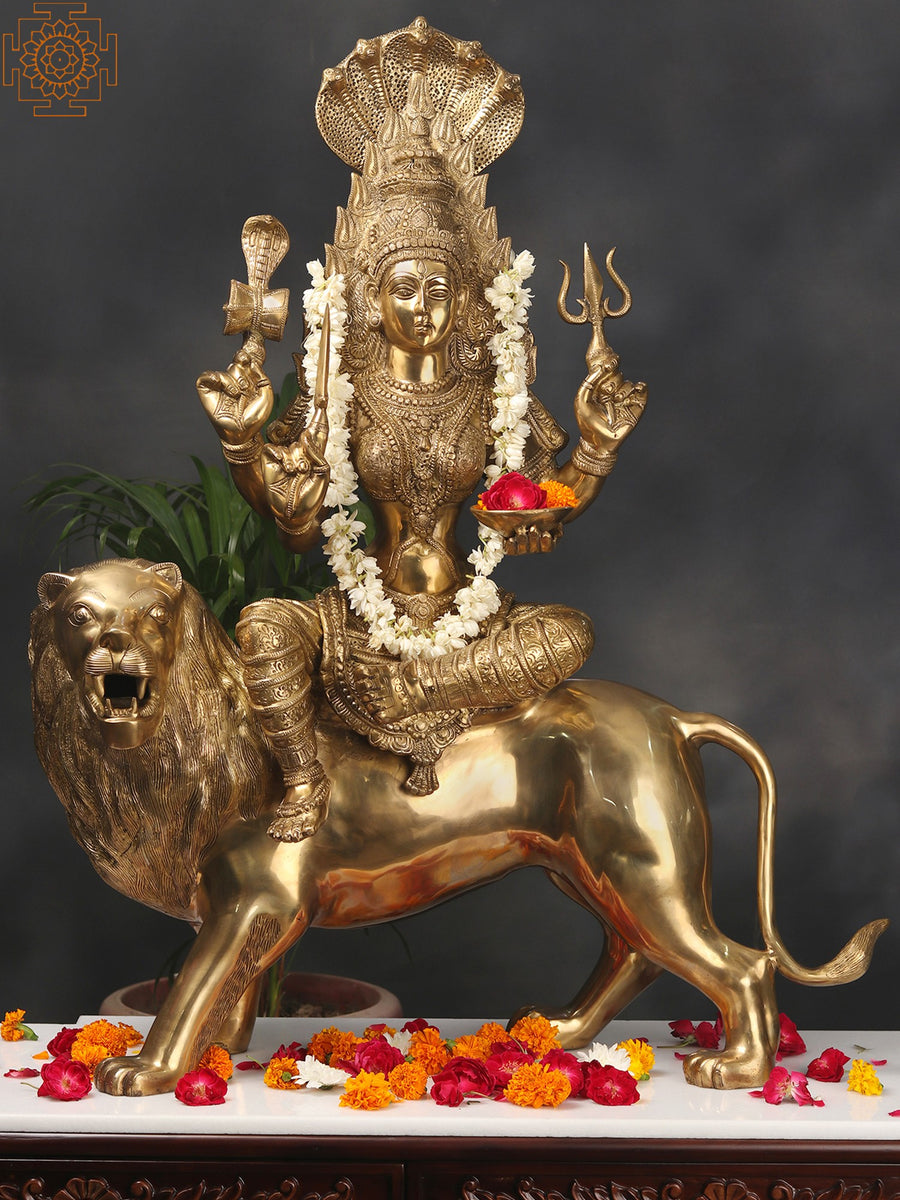 38" Goddess Mariamman Handmade Brass Statue
