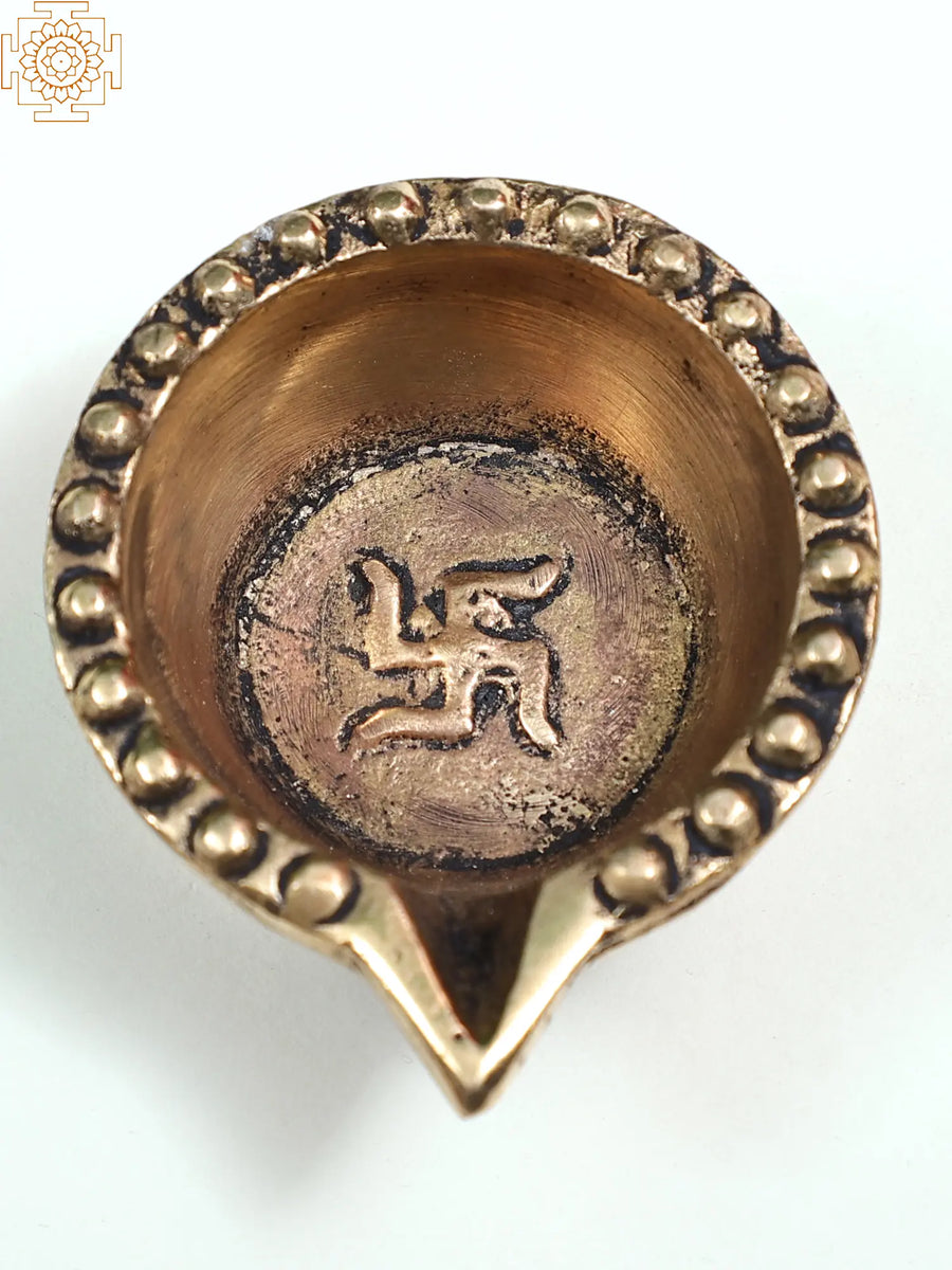 2" Small Brass Diya Pair for Pooja - Handmade Puja Lamps