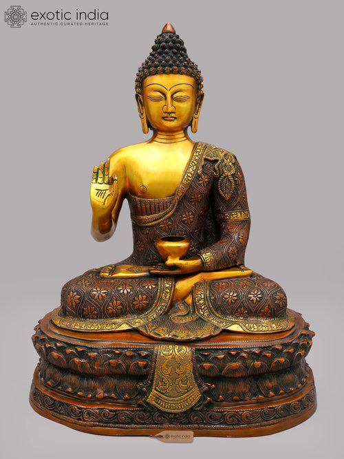 22" Gautam Buddha Preaching Dharma Handmade Brass Statue
