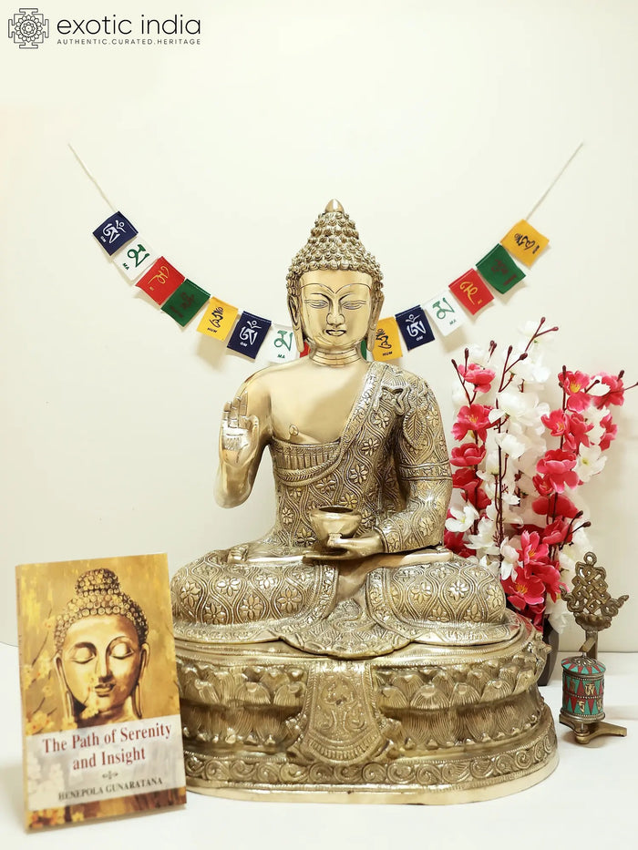 22" Gautam Buddha Preaching Dharma Handmade Brass Statue