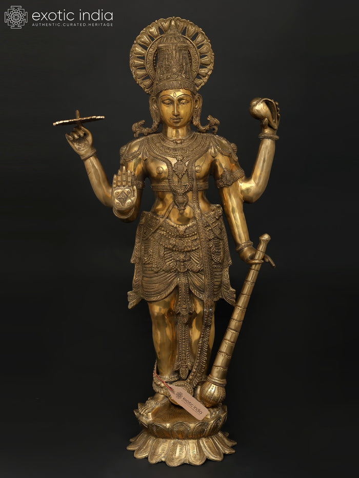 38" Large Standing Lord Vishnu | Handmade