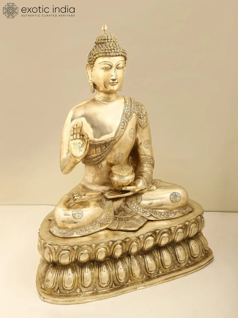 29" Brass Large Buddha Statue in Vitarka Mudra | Handmade