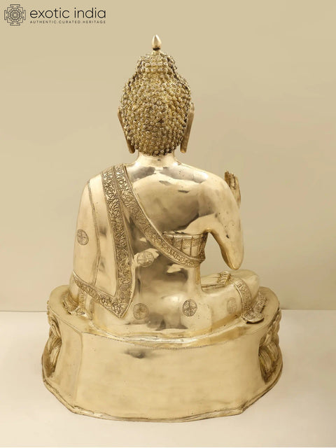 29" Brass Large Buddha Statue in Vitarka Mudra | Handmade