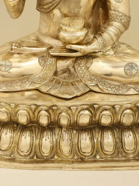 29" Brass Large Buddha Statue in Vitarka Mudra | Handmade