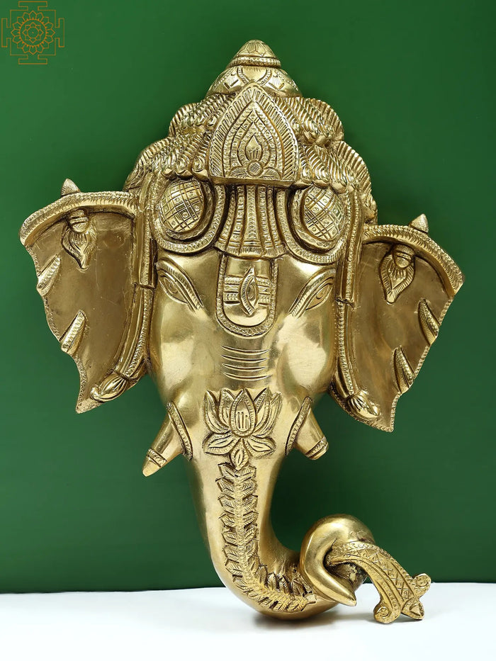 10" Ganesha Brass Wall Hanging for Home Decor