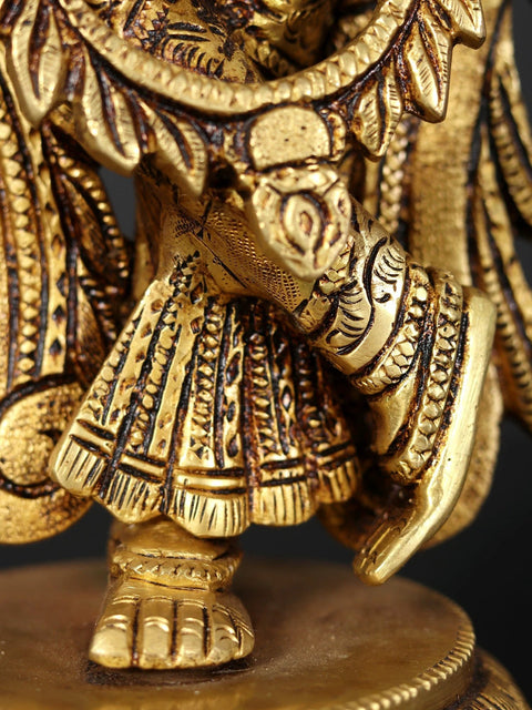 12" Fluting Krishna Brass Statue
