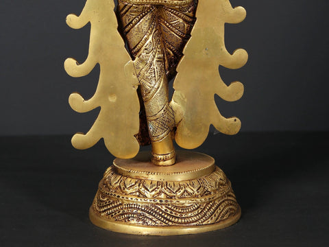 12" Fluting Krishna Brass Statue