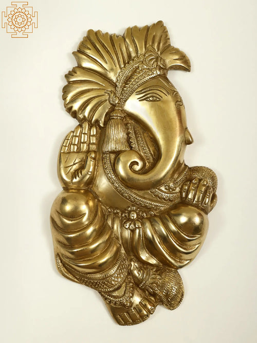 9" Brass Varad Vinayak Ganesha Wall Hanging for Pooja