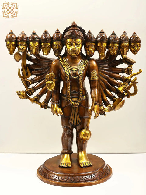 29" Brass Standing Panchamukhi Hanuman