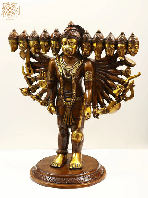 29" Brass Standing Panchamukhi Hanuman
