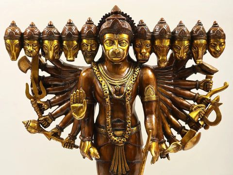 29" Brass Standing Panchamukhi Hanuman