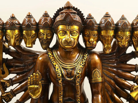 29" Brass Standing Panchamukhi Hanuman