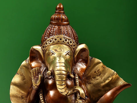15" Ganesha Seated on Conch Pedestal