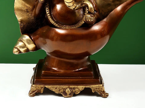15" Ganesha Seated on Conch Pedestal