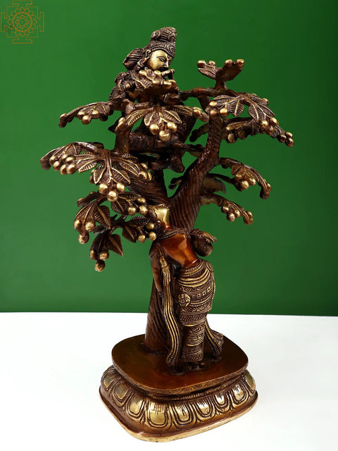 Krishna on a Tree with Radha Standing Under It