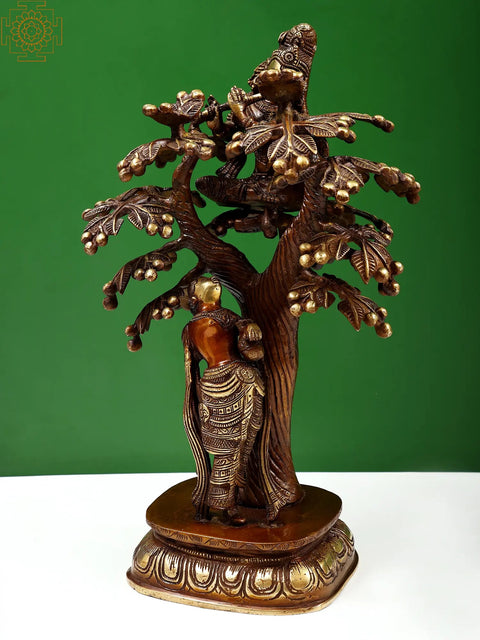 Krishna on a Tree with Radha Standing Under It