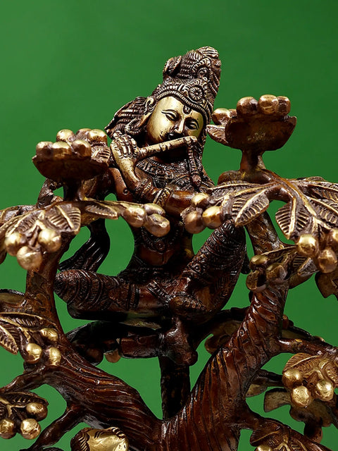 Krishna on a Tree with Radha Standing Under It