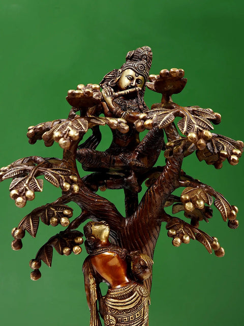 Krishna on a Tree with Radha Standing Under It