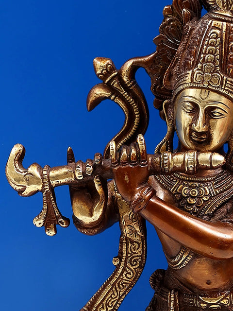 14" Brass Standing Fluting Krishna