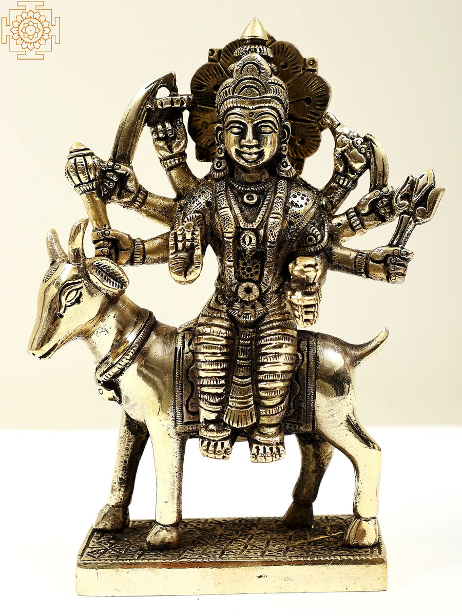 5" Meldi Mata Brass Idol - Handmade Hindu Goddess Statue