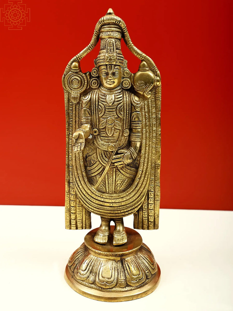 12" Lord Venkateswara Tirupati Balaji Brass Idol Handmade