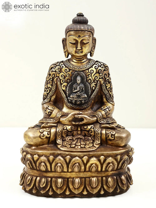 6" Small Brass Lord Buddha Idol in Dhyana Mudra Handmade
